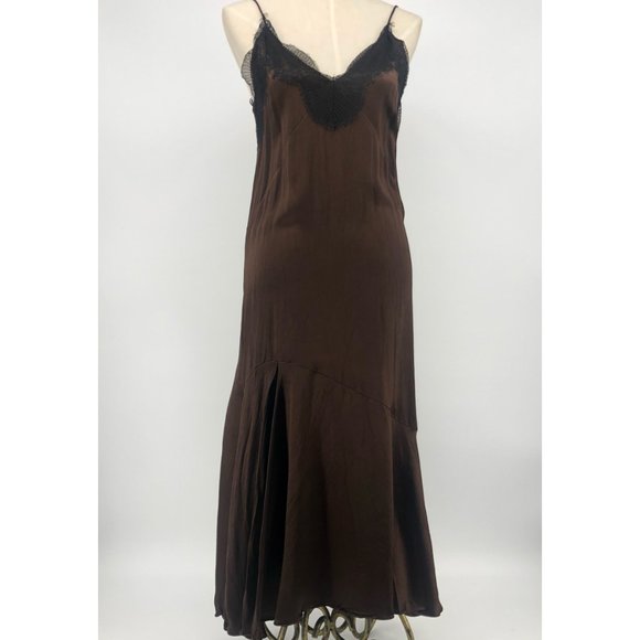 Zara Dresses & Skirts - Zara Woman Brown Lace Adjustable Strap Slip Dress